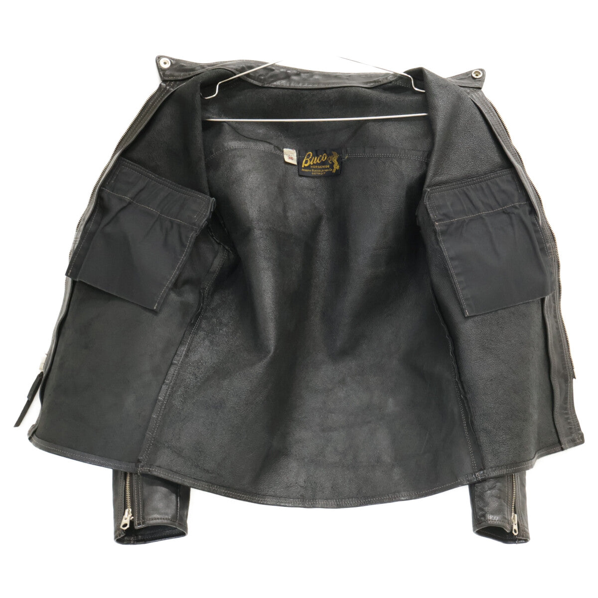 BUCO J-100 Horsehide Single Rider Jacket Black Size 36