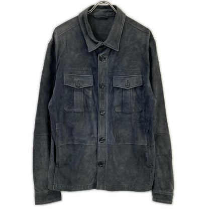 BOSS Gray Sheepskin Leather Shirt Jacket Size 54