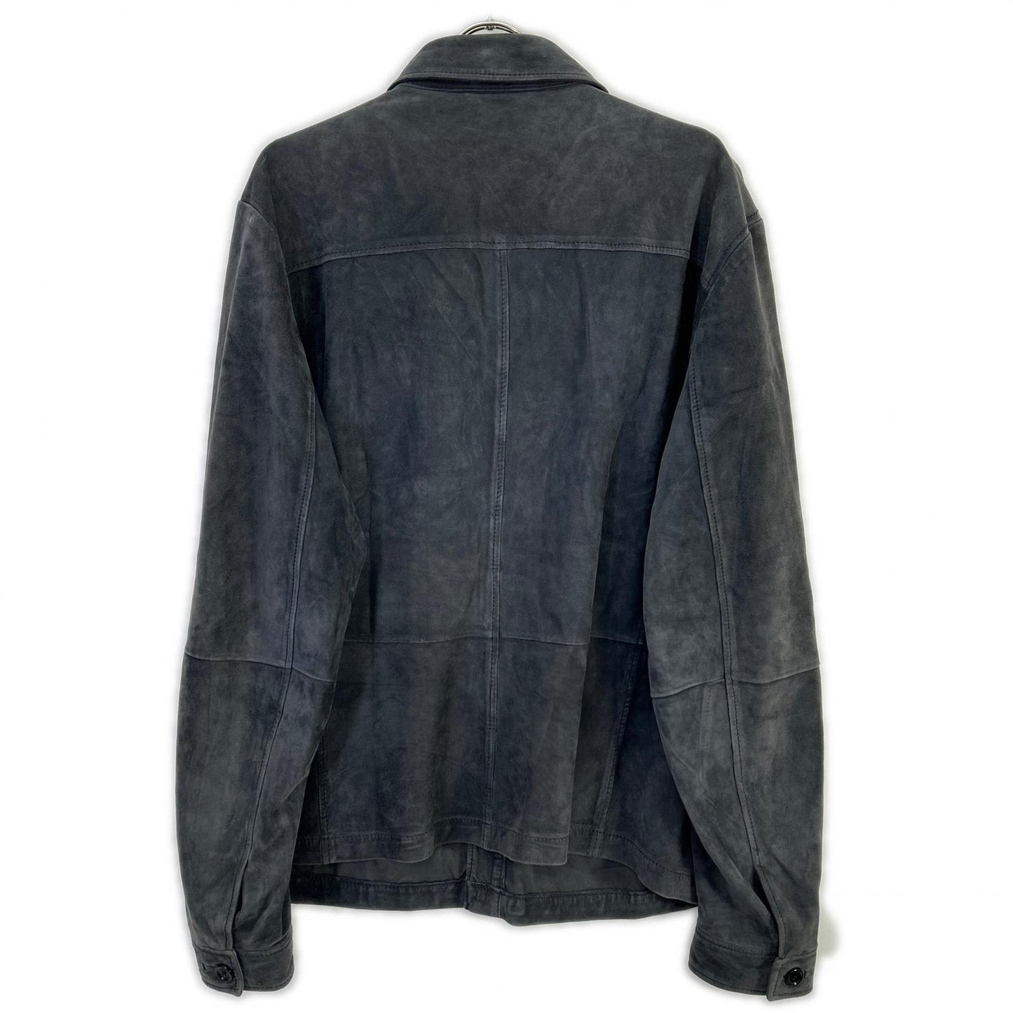 BOSS Gray Sheepskin Leather Shirt Jacket Size 54
