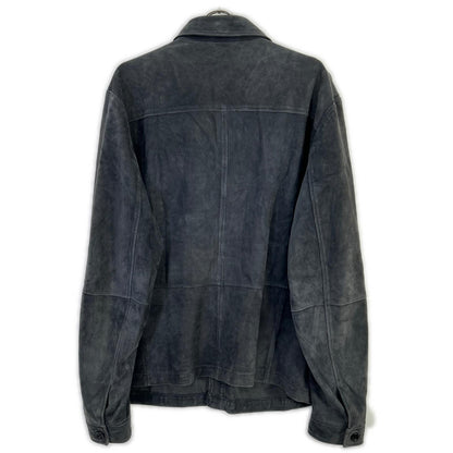 BOSS Gray Sheepskin Leather Shirt Jacket Size 54
