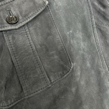 BOSS Gray Sheepskin Leather Shirt Jacket Size 54