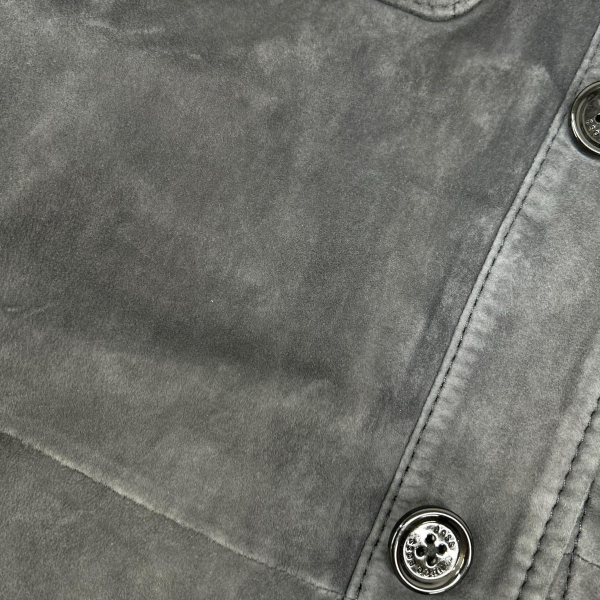 BOSS Gray Sheepskin Leather Shirt Jacket Size 54