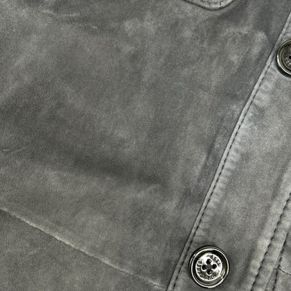 BOSS Gray Sheepskin Leather Shirt Jacket Size 54