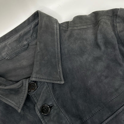 BOSS Gray Sheepskin Leather Shirt Jacket Size 54