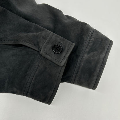 BOSS Gray Sheepskin Leather Shirt Jacket Size 54