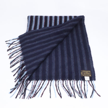LOUIS VUITTON Blue Striped Lamb Wool ONE SIZE Muffler Size ONE SIZE