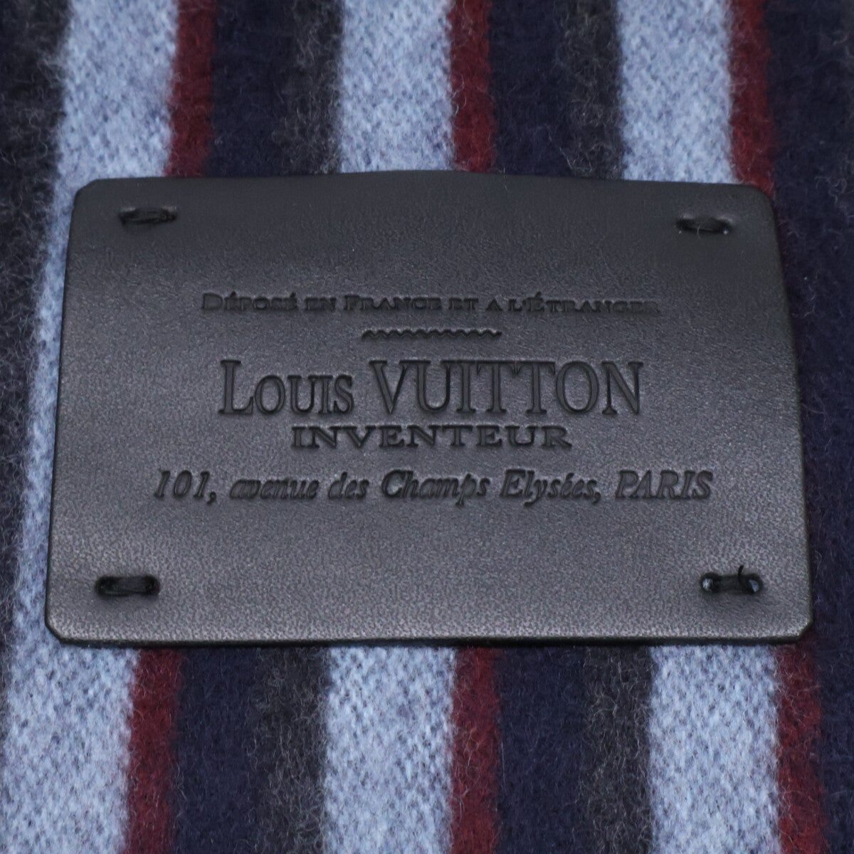 LOUIS VUITTON Blue Striped Lamb Wool ONE SIZE Muffler Size ONE SIZE
