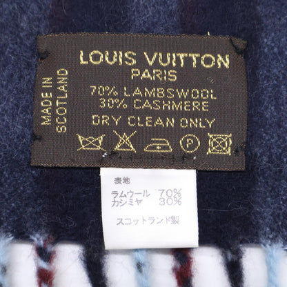 LOUIS VUITTON Blue Striped Lamb Wool ONE SIZE Muffler Size ONE SIZE