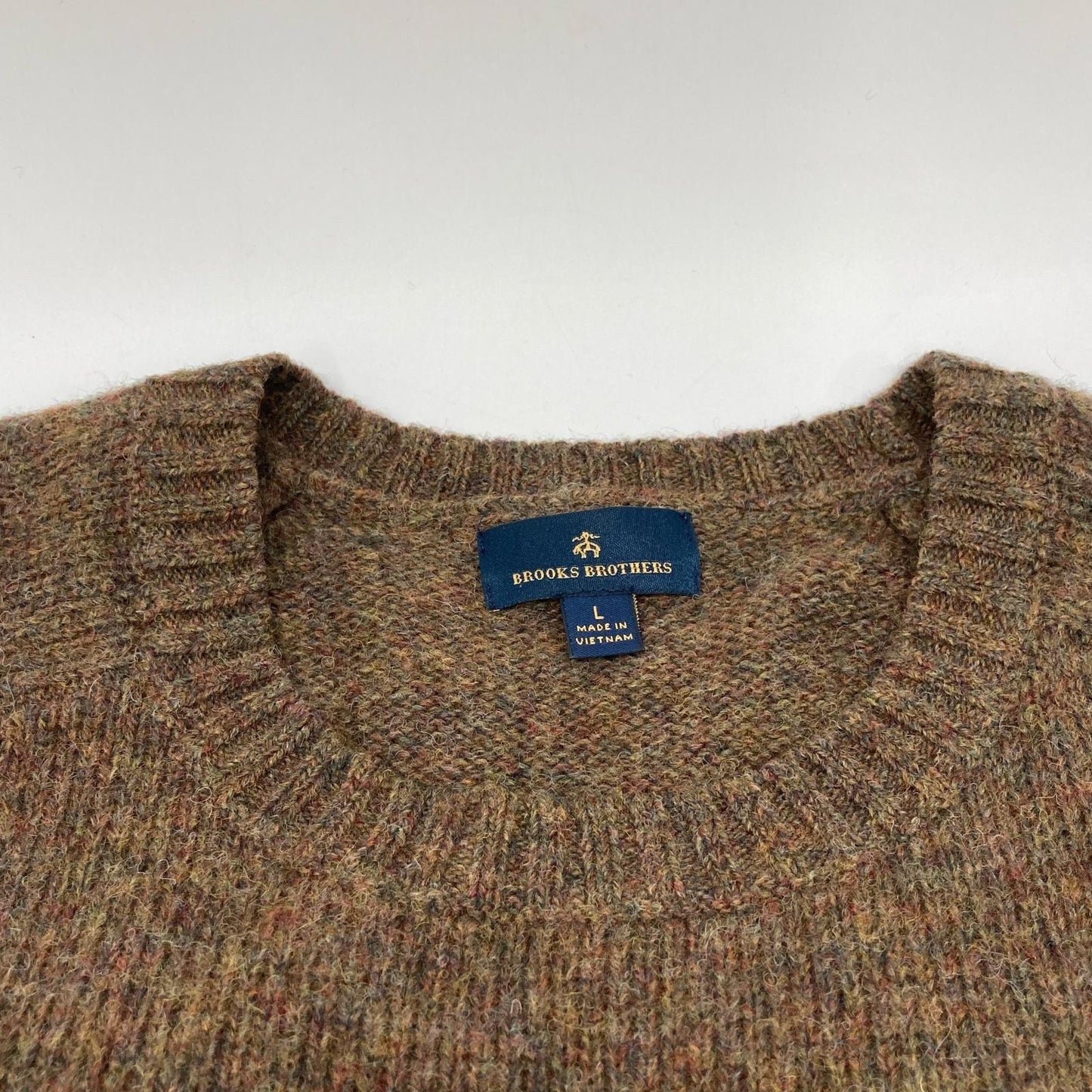 BrooksBrothers Brown Wool Melange Crewneck Sweater Size L