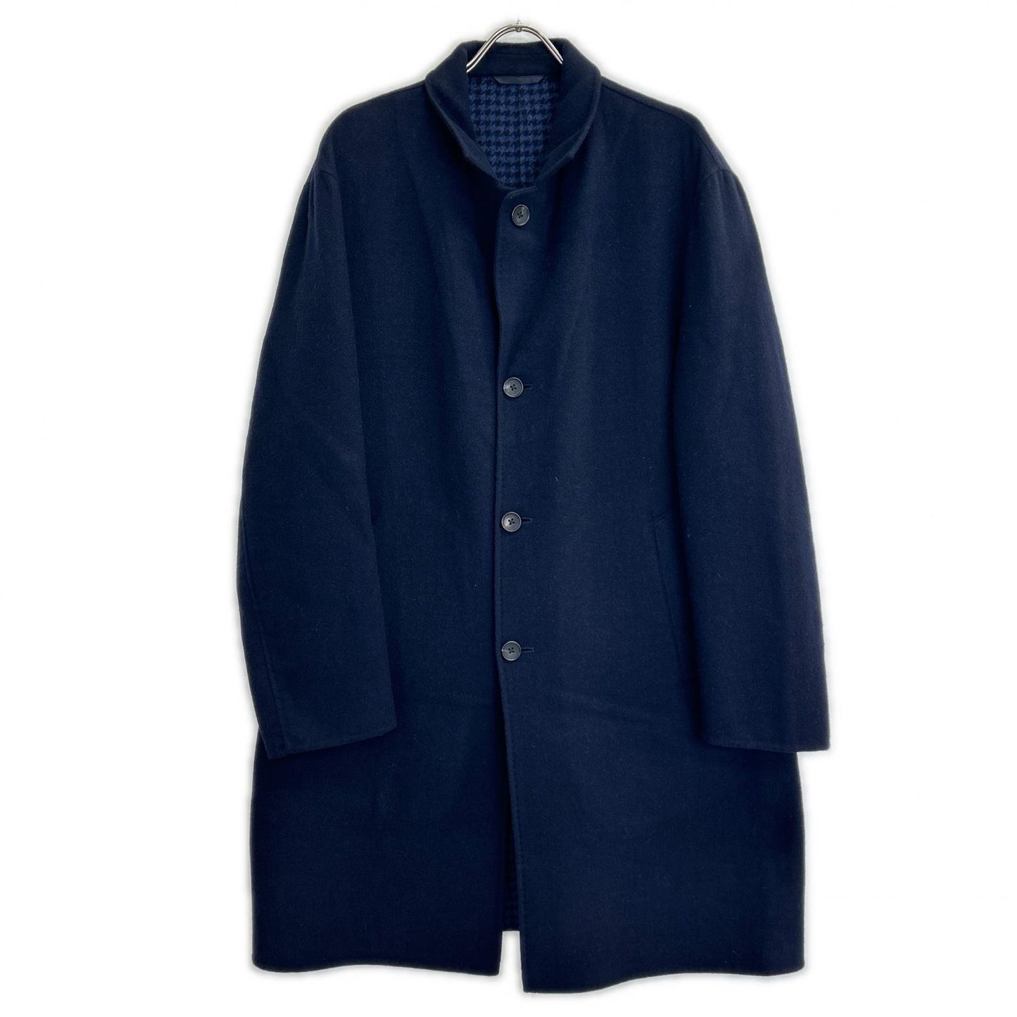 LANVIN COLLECTION Navy Reversible Chesterfield Coat Size 52
