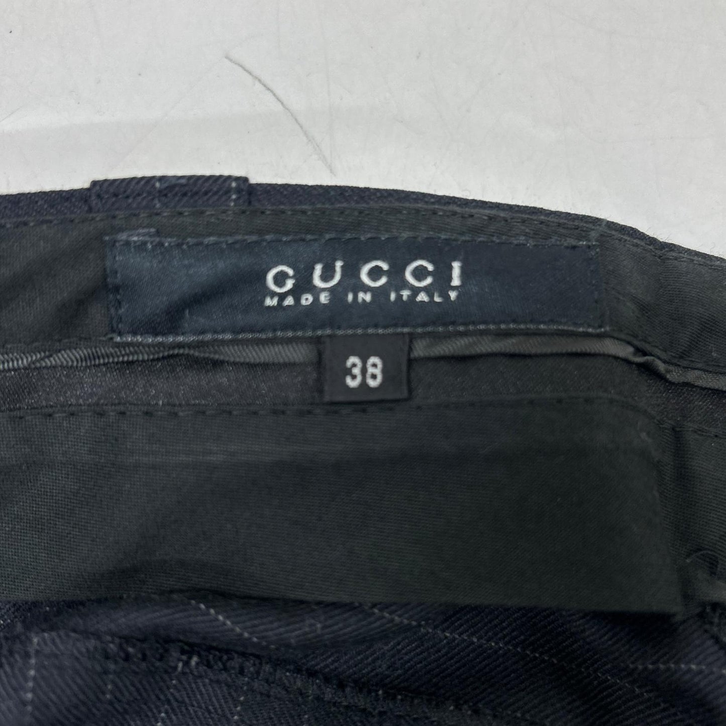 GUCCI Black Wool Pinstripe Pants Size 38