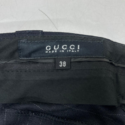 GUCCI Black Wool Pinstripe Pants Size 38