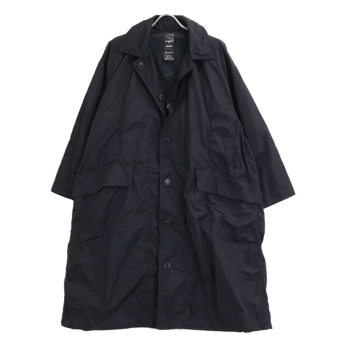 ZUCCa Black x Emulation Nylon Single-Breasted Coat Size XS