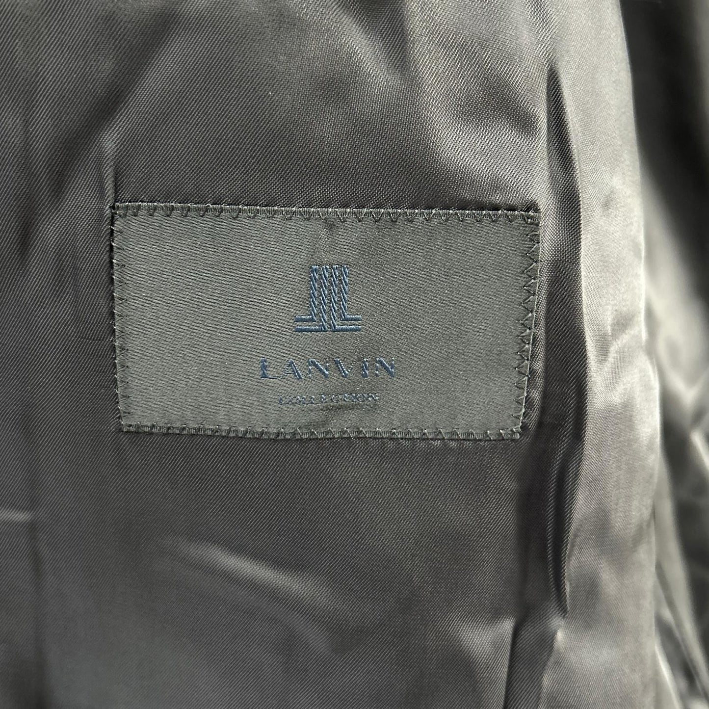 LANVIN COLLECTION Navy Wool Blend 2B Blazer Jacket Size 48X