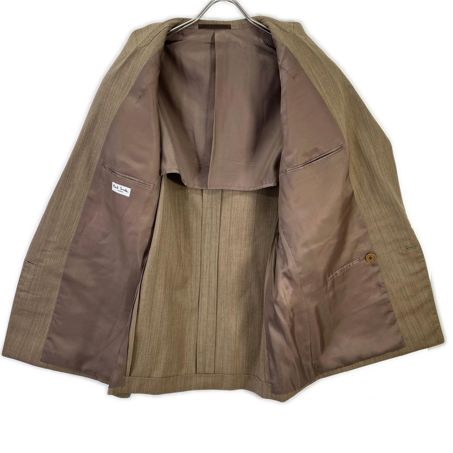 PaulSmith Beige Wool Multi-Stripe Double Suit Set Size L