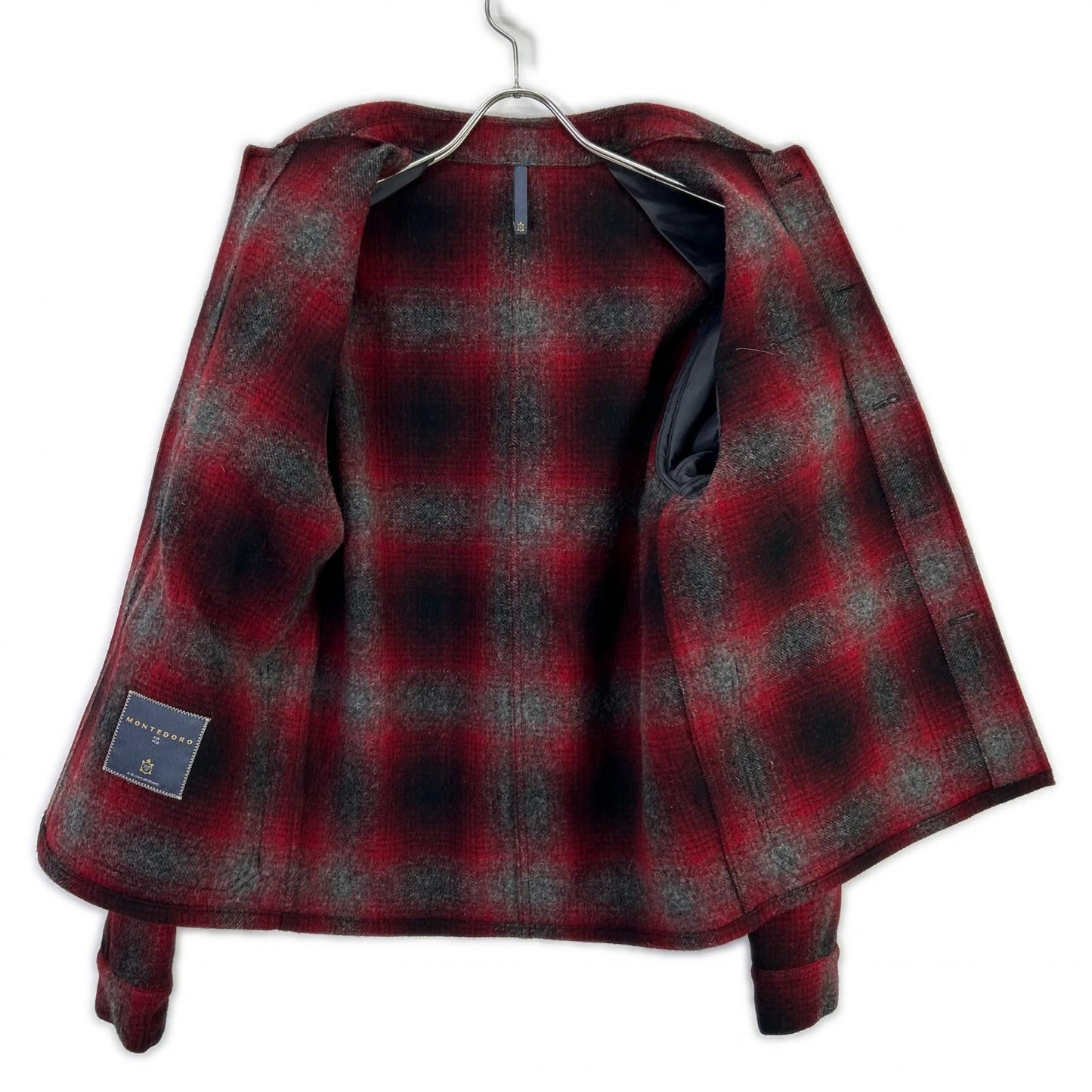 MONTEDORO Red Check Wool Shirt Jacket