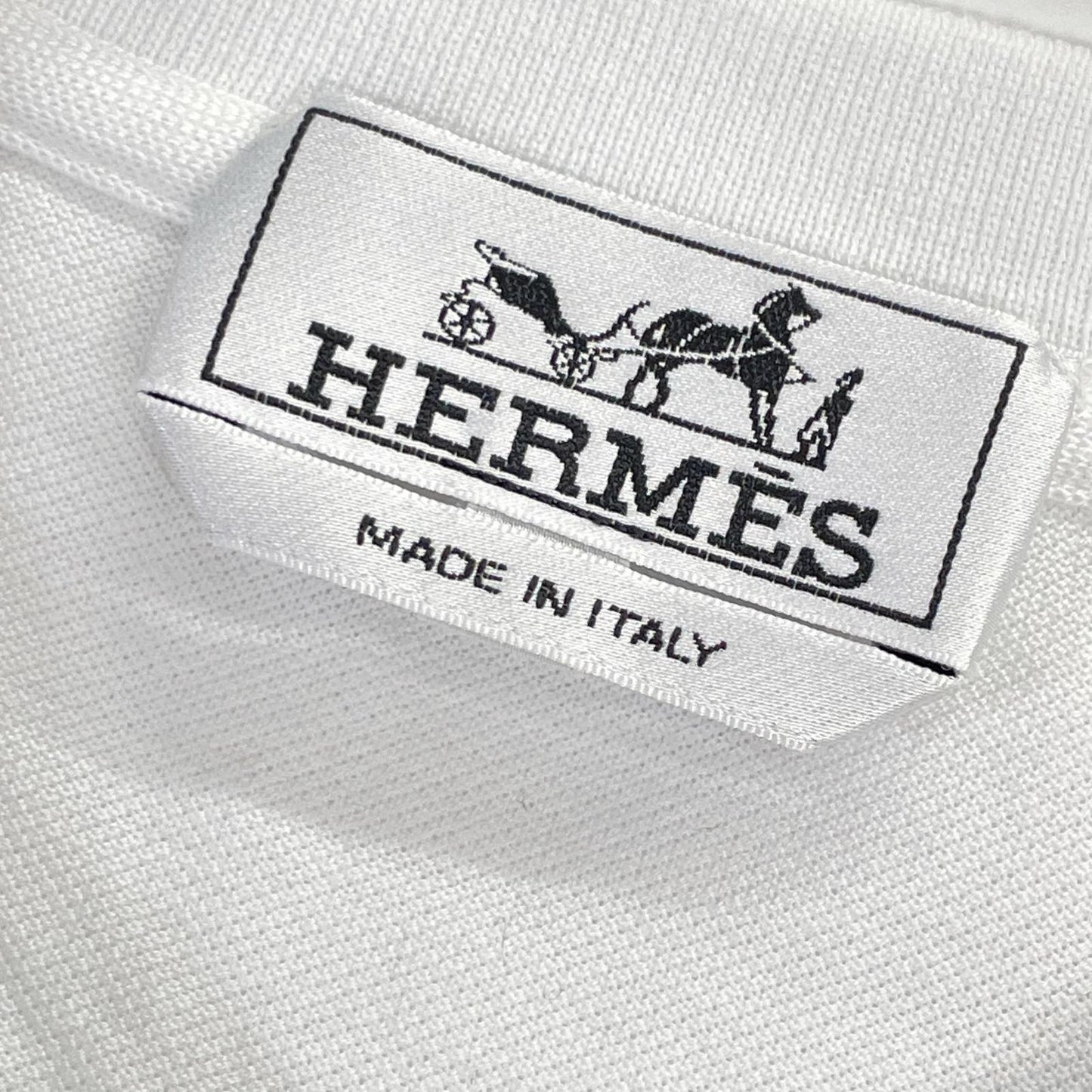 HERMES 19SS H Embroidered Cotton T-Shirt White Size L