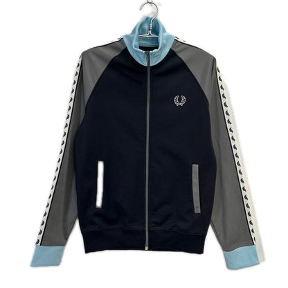 FRED PERRY Navy/Gray Laurel Wreath Taped Track Jacket Size S