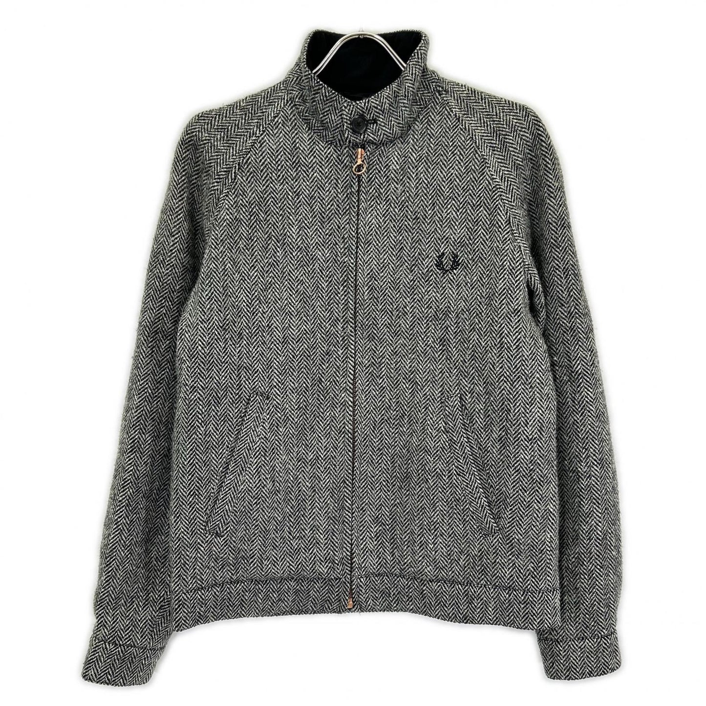 FRED PERRY x Harris Tweed Herringbone Jacket Gray Size 36