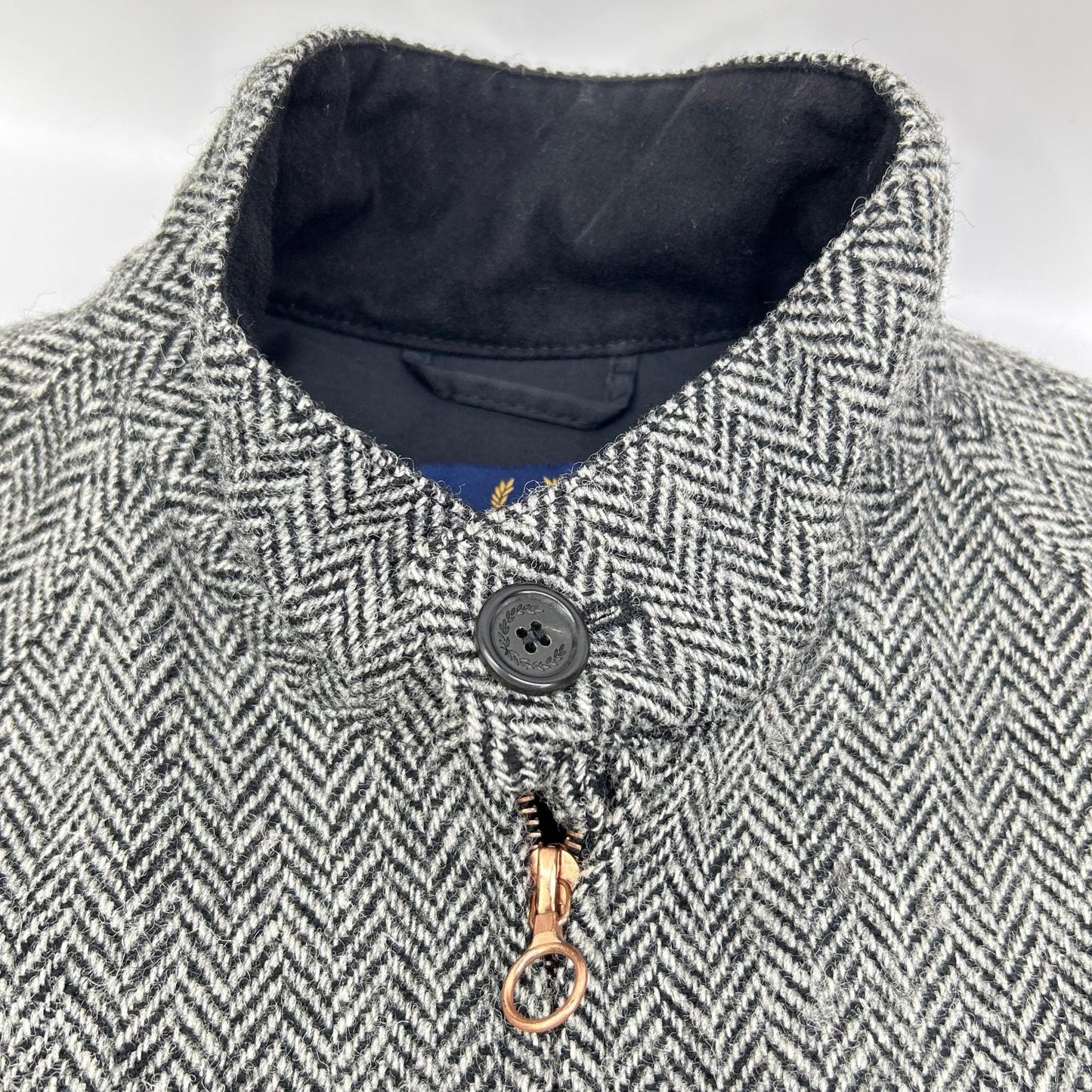 FRED PERRY x Harris Tweed Herringbone Jacket Gray Size 36