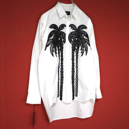 Dsquared2 16SS White Oversized Sheer Palm Tree Shirt Size 40