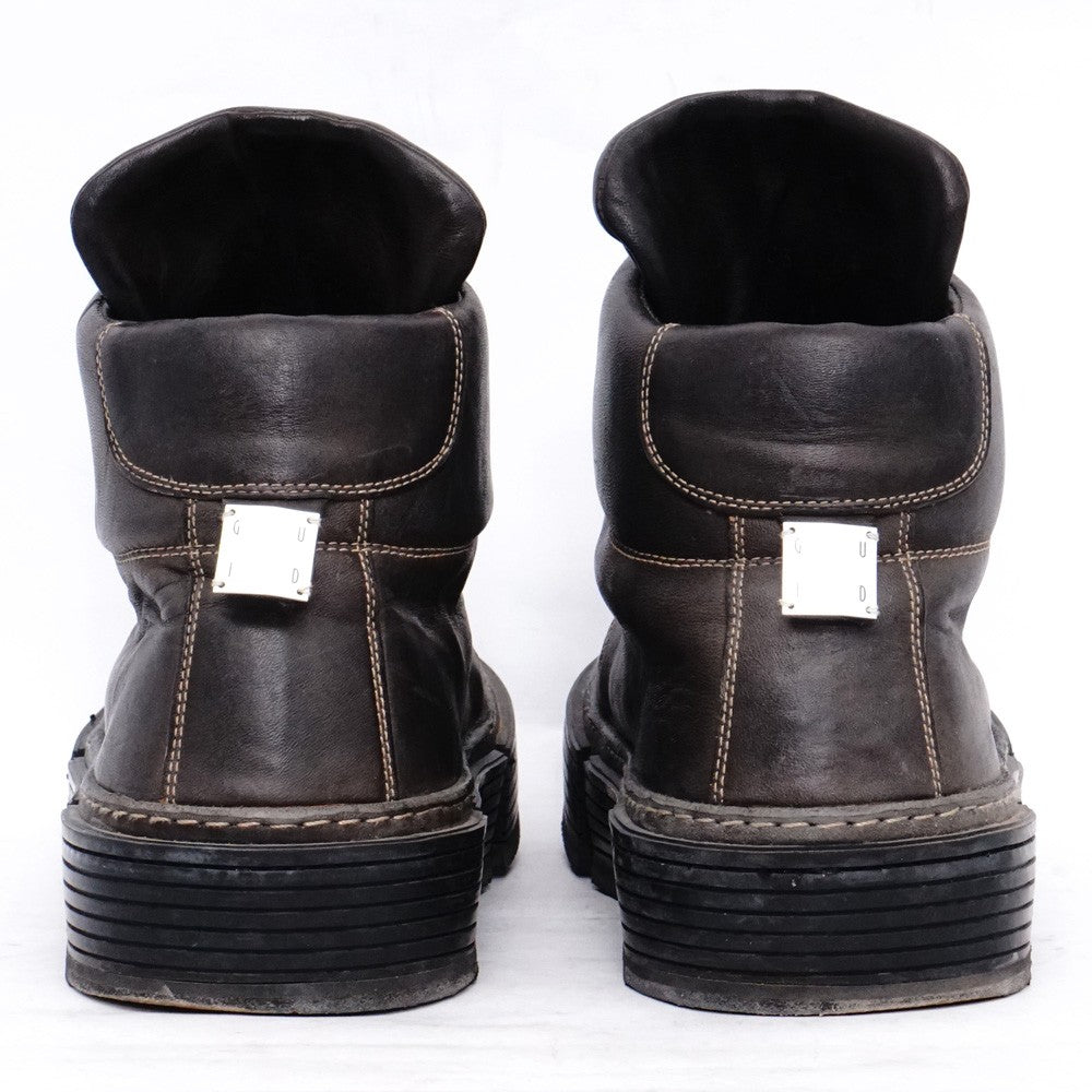 GUIDI Horse Full Grain Front Zip Boots Dark Gray Size EU 42