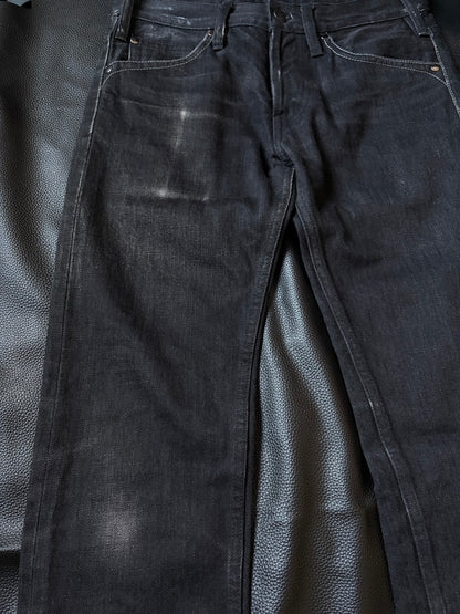 LEMAIRE 90s Embroidered Slim Black Denim Pants Size 27