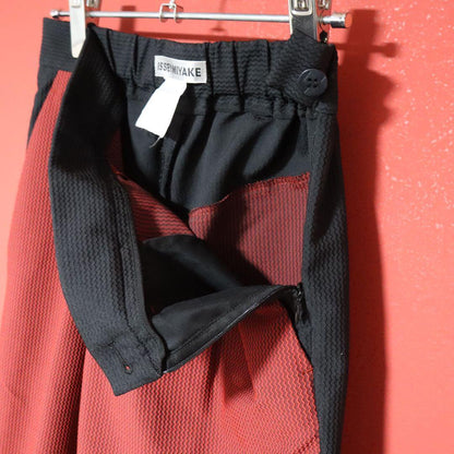 Issey Miyake Red Black 3D Zig Zag Tuck Pants
