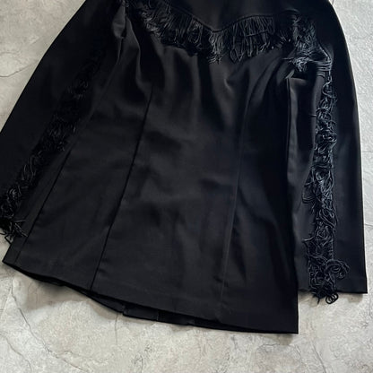 Vintage Black Fringe Jacket Size M