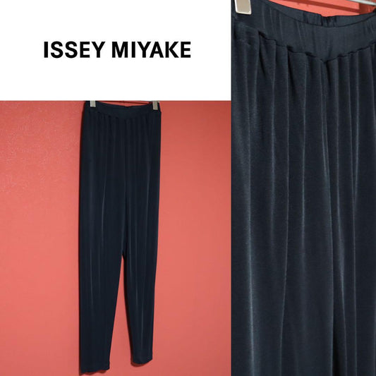 Issey Miyake 90s Rayon Lustrous Draped Pants Blue Size M