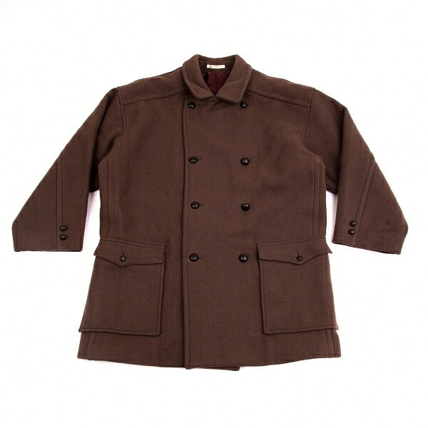 Papas Covered Button Double Wool Blend Coat Brown Size L