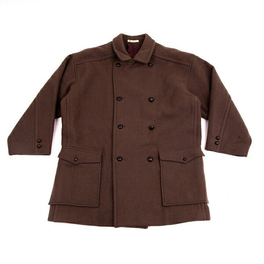 Papas Covered Button Double Wool Blend Coat Brown Size L