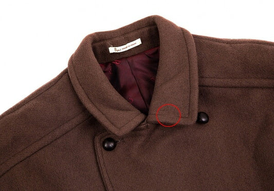 Papas Covered Button Double Wool Blend Coat Brown Size L