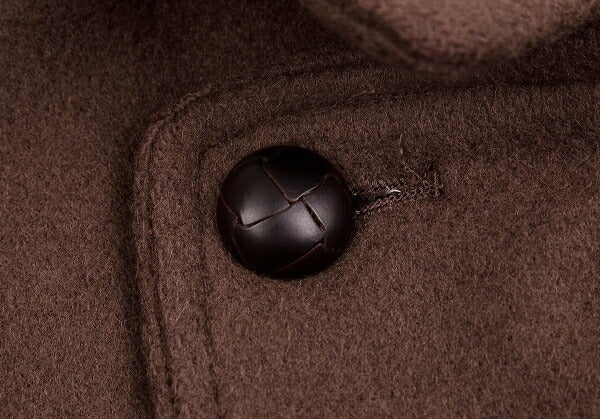 Papas Covered Button Double Wool Blend Coat Brown Size L