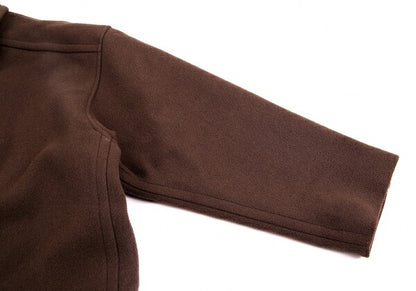 Papas Covered Button Double Wool Blend Coat Brown Size L