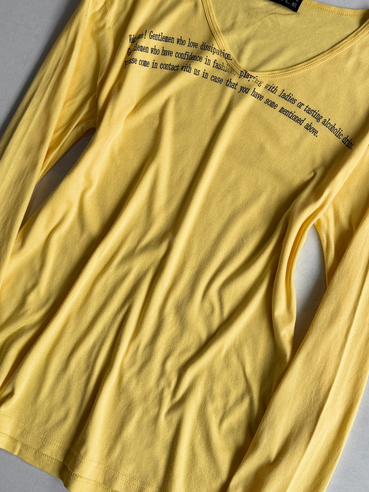 MONSIEUR NICOLE Lettering V-Neck Long Sleeve Shirt Size 46