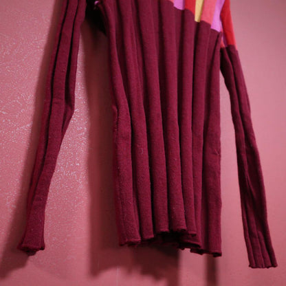 Issey Miyake Red Accent Stripe 3D Wool Knit Size 2