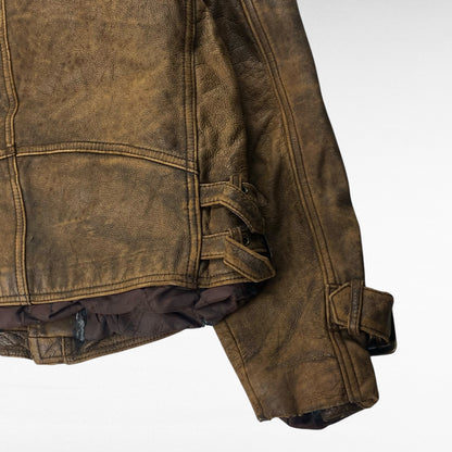 ROUNDTREE 90s Leather Jacket Brown Size M