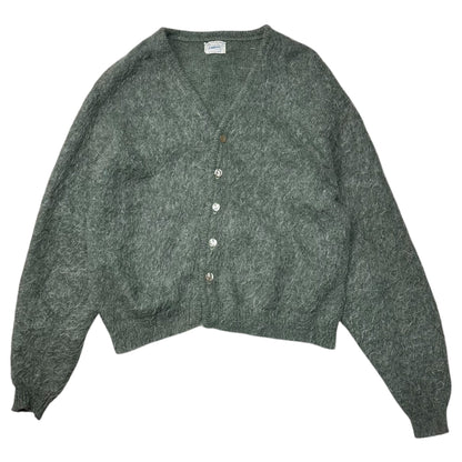BRENT 60s Shaggy Mohair Cardigan Gray Green Size L