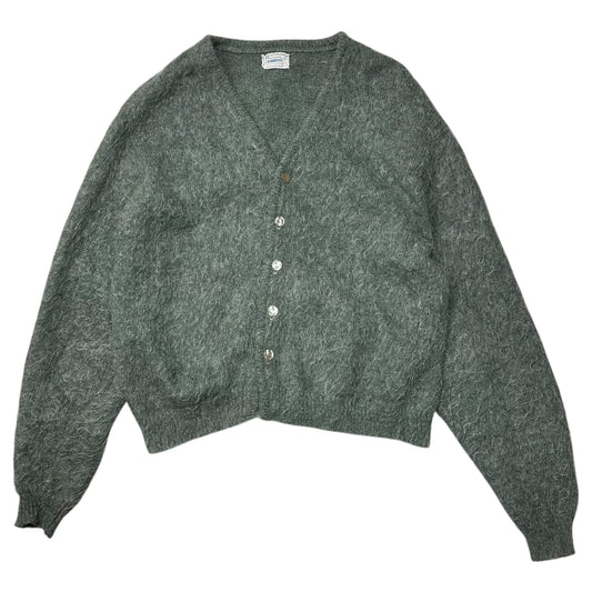 BRENT 60s Shaggy Mohair Cardigan Gray Green Size L