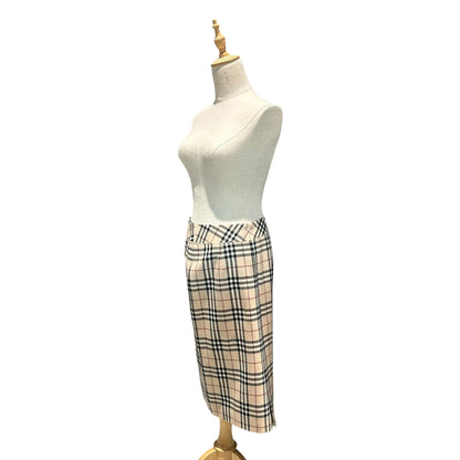 Burberry's Vintage Nova Check Wool Skirt Beige Size 38