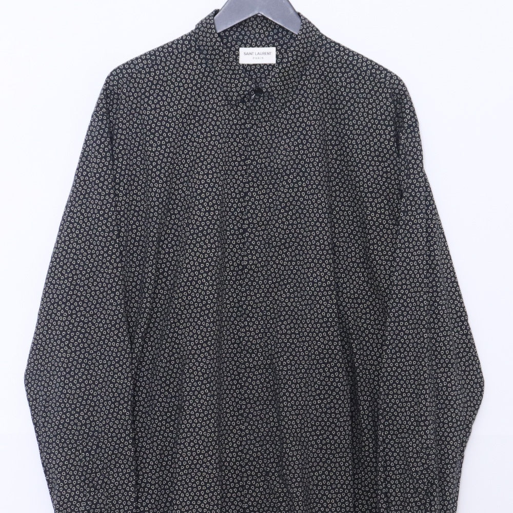 Saint Laurent Paris 19SS Black Heart Print Button-Up Size 43