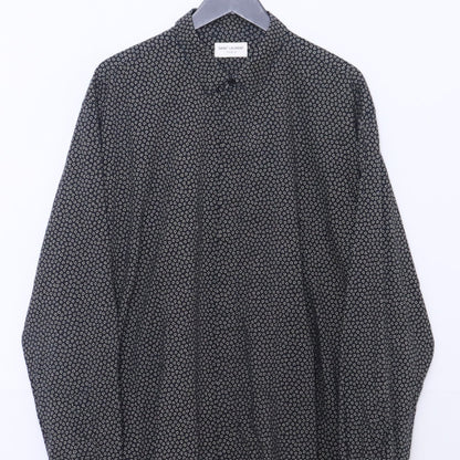 Saint Laurent Paris 19SS Black Heart Print Button-Up Size 43