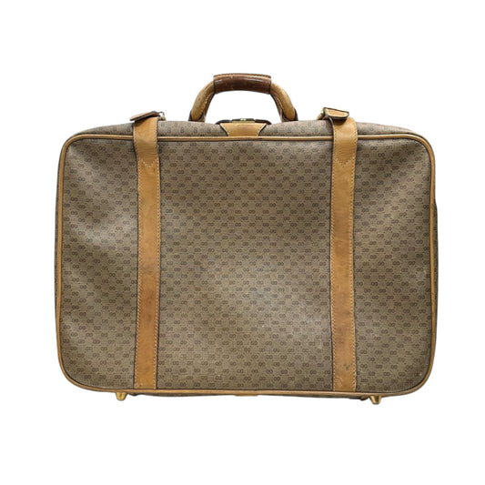 GUCCI 80s Vintage Micro GG PVC Leather Travel Beige Brown Bag