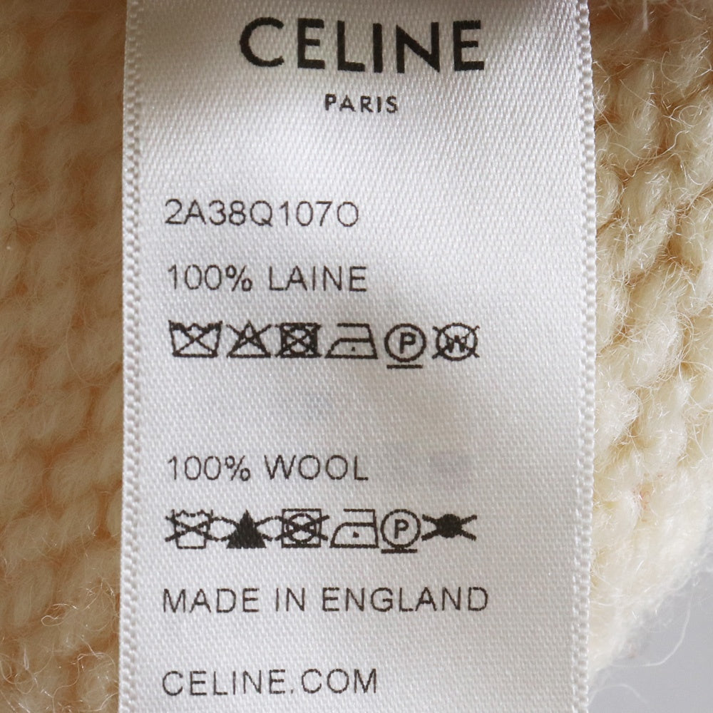 CELINE 21AW Oversized Shetland Crewneck Sweater Beige Size M
