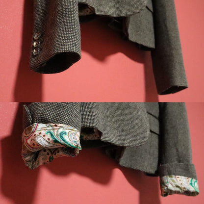 ETRO 90s Italian Houndstooth Velour Trim Jacket Size 44