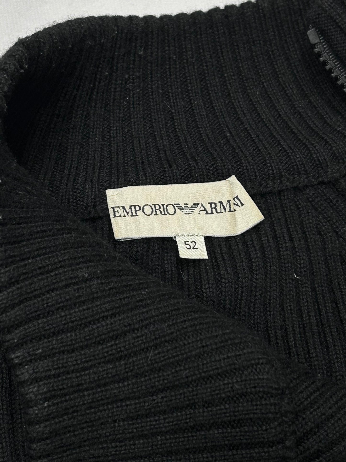 Emporio Armani Side Half Zip High Neck Black Knit Size 52