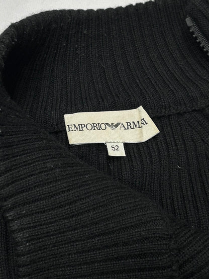 Emporio Armani Side Half Zip High Neck Black Knit Size 52