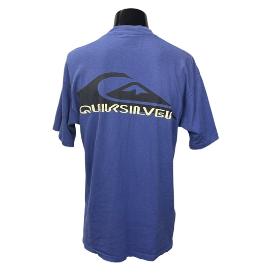 Quiksilver 90s Big Logo Vintage T-Shirt Silver Size L