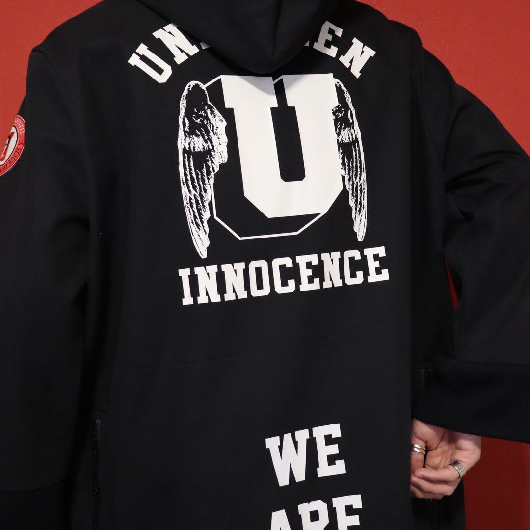 Undercover Black Brushed Back Big Print Hooded Coat Size 1